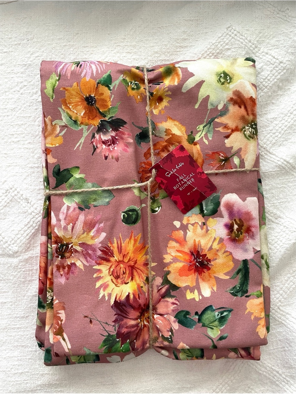 Sur La Table Fall Botanical Table Runner 100% Cotton 108" x 16"